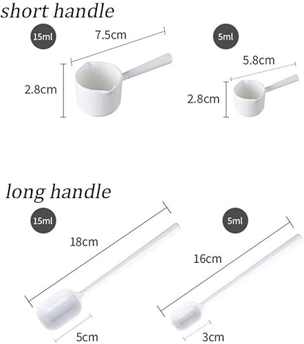 Miniatura 2 de Juego de 2 cucharas de plástico de mango largo de 0.5 onzas líquidas y 0.19 onzas líquidas para azúcar, leche en polvo, reutilizables, cucharadita