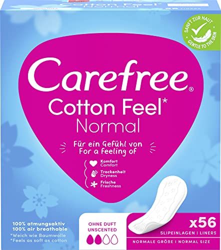 Carefree Cotton Feel Normal Slipeinlagen, 56 Stück (1 Packung) (Verpackung kann variieren)