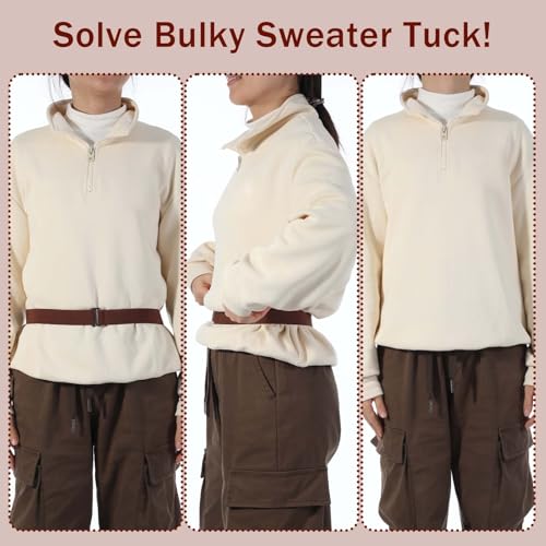 2 Pcs No Show Stretch Belt for Women, Adjustable Sweater Tuck Band, Elastic Belt for Jeans Pants Tuck Sweaters3