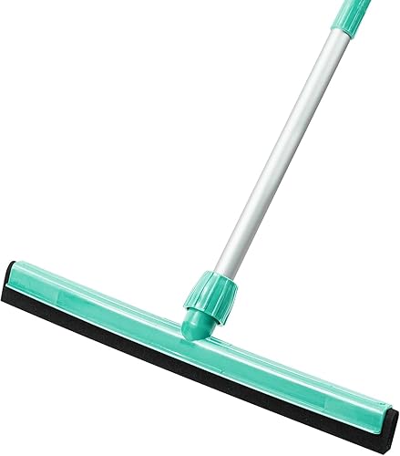 Escoba mágica de 18 pulgadas con mango de aluminio ajustable de 43 pulgadas, escoba mágica ligera para piso, garaje, patio, ducha, baño, baldosas de