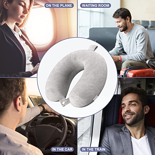 Travel-Pillow-Memory-Foam-Neck-Pillow-Lightweight-Quick-Pack-for-Airplane-Train-Car-Travel-Camping-Neck-Support-Pillow-Light-Grey