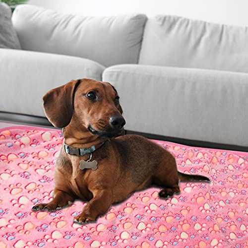 Image of Rezutan Upgraded Dog Blankets for Large Dogs, Dog Cat Blankets Washable 40 inch x 50 inch, Soft Pet Mat Throw Cover for Kennel Crate Bed, Cute Paw Pattern, Dog Blanket, Pet Blanket (1 Pack Pink)