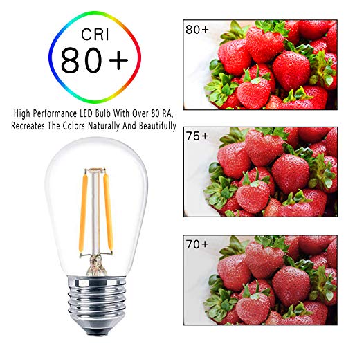 Svater 15 Pack S14 Replacement Bulb For Outdoor String Light,Dimmable 2W Led Plastic,Vintage Edison Lightbulb,Warm White 2700K, E26 Base,Ip65 Waterproof #TOP2