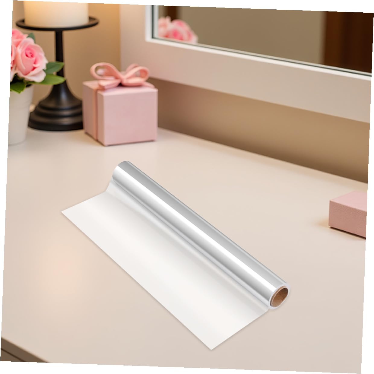 Healvian Transparente Zellophanfolie 50cm X 50m mit Dicke Opp Material Praktische Rolle für Blumensträuße und Festliche Verpackungen