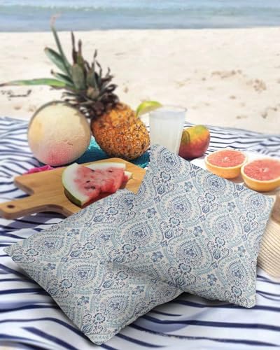 Mandala Floral Outdoor Pillow Covers Waterproof,All Weather Cushion Case Set of 2 Decorative Pillowcases for Sofa Couch Bed Decor Patio Furniture 18