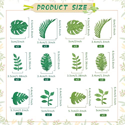 36 Pieces Tropical Palm Leaves Luau Cupcake Toppers Glitter Green Jungle Plant Cupcake Picks Hawaiian Leaf Cake Decoration For Summer Tropical Jungle Hawaii Luau Beach Themed Birthday Party Supplies #TOP1