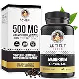 Ancient Bliss Magnesium Glycinate for Muscles & Nerves, Digestive & Immune Support Supplement, Magnesium Supplement for Women & Men (60 Capsules)
