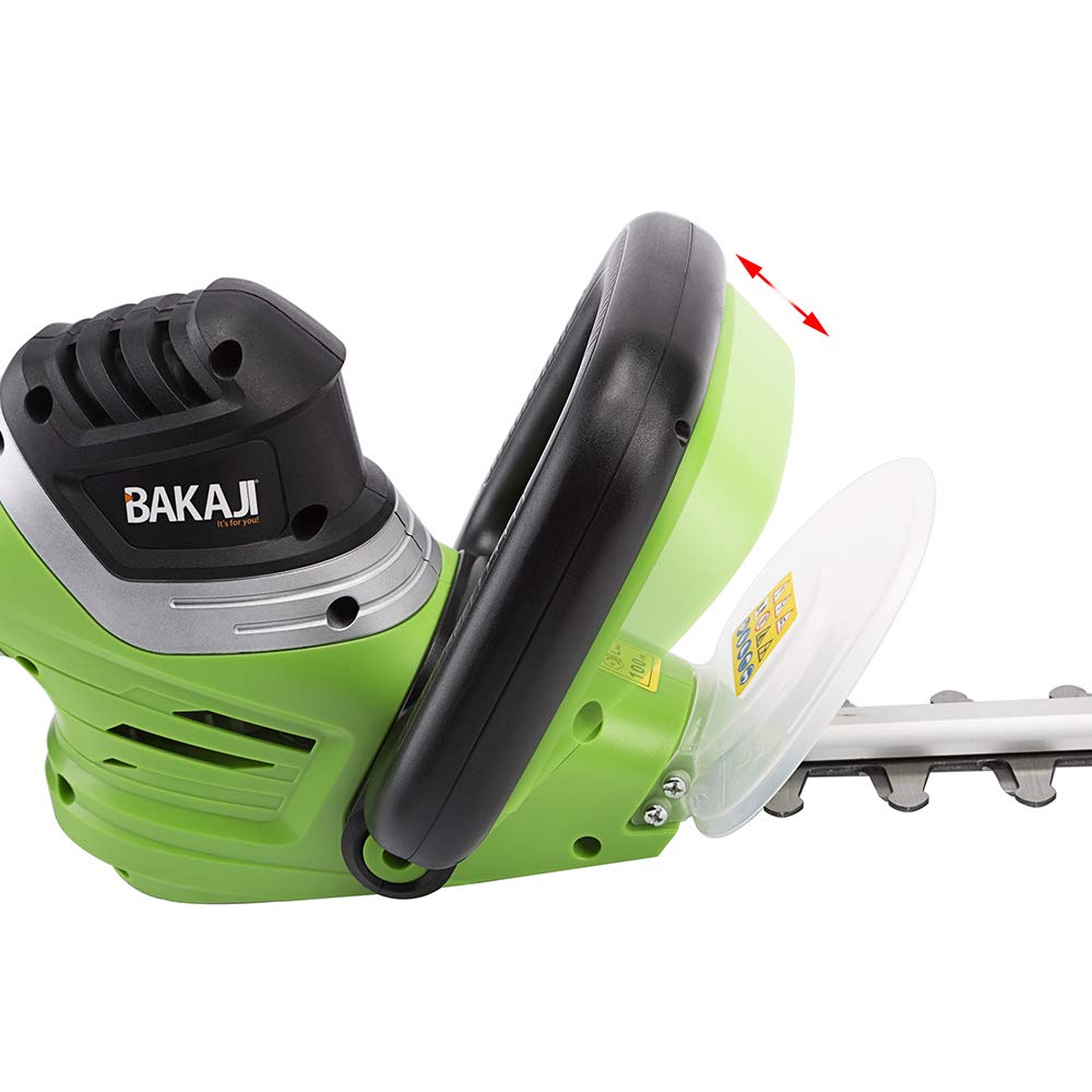 BAKAJI Elektryczne nożyce do żywopłotu, moc 710 W, ostrze, 69 cm, elektryczna piła do żywopłotu, trymer do trawy, noże ogrodowe ze stali i ergonomiczny uchwyt, obrotowy o 180 stopni