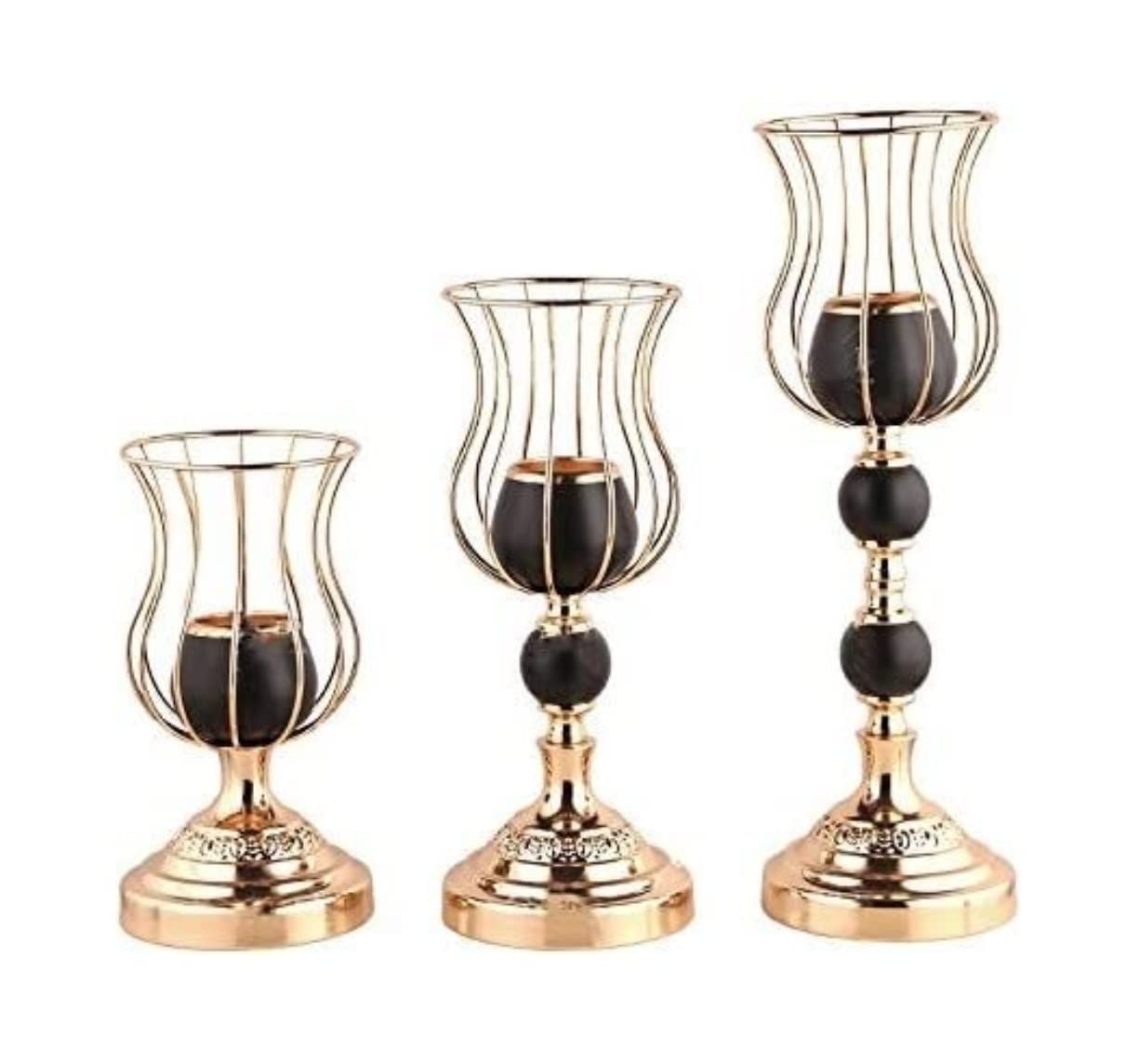 Habrur Kerzenhalter 3-teiliges Set Kerzenhalter Aus Metall, Moderner Kerzenhalter, Luxuriöser Hochzeitstafelaufsatz Für Party, Zuhause, Standdekoration Kerzenständer