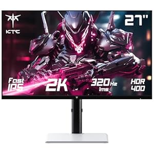 KTC Gaming Monitor 27 Zoll, 320Hz 300hz 240hz, QHD, Fast IPS, 1ms, 2K 2560 x 1440P, Freesync & G-sync, Weiße PC Bildschirm, 144% sRGB, HDR400, Blaulicht Reduktion, VESA 100x100, DP1.4/HDMI 2.1, H27E6