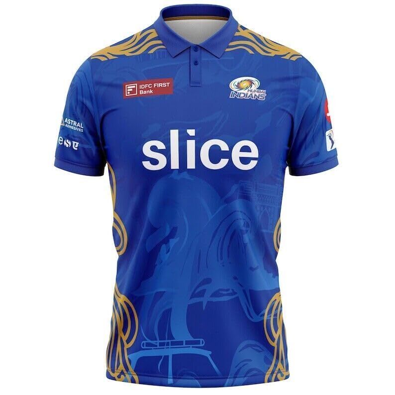 Mumbai Indians 2022 IPL Cricket Fan Jersey - 100% Dryfit Polyester (MI 2022 - S-38), Small