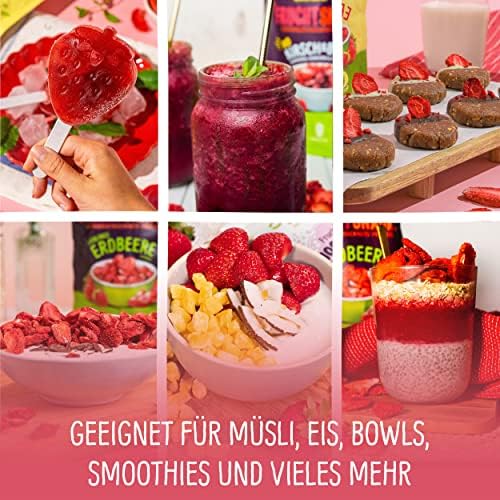 Erdbeeren gefriergetrocknet 300g: getrocknete Erdbeerscheiben ungezuckert - Gefriergetrocknete Erdbeeren mit purer Frucht, voller Geschmack: Beeren gefriergetrocknet - Getrocknete Fruechte NUTRIPUR