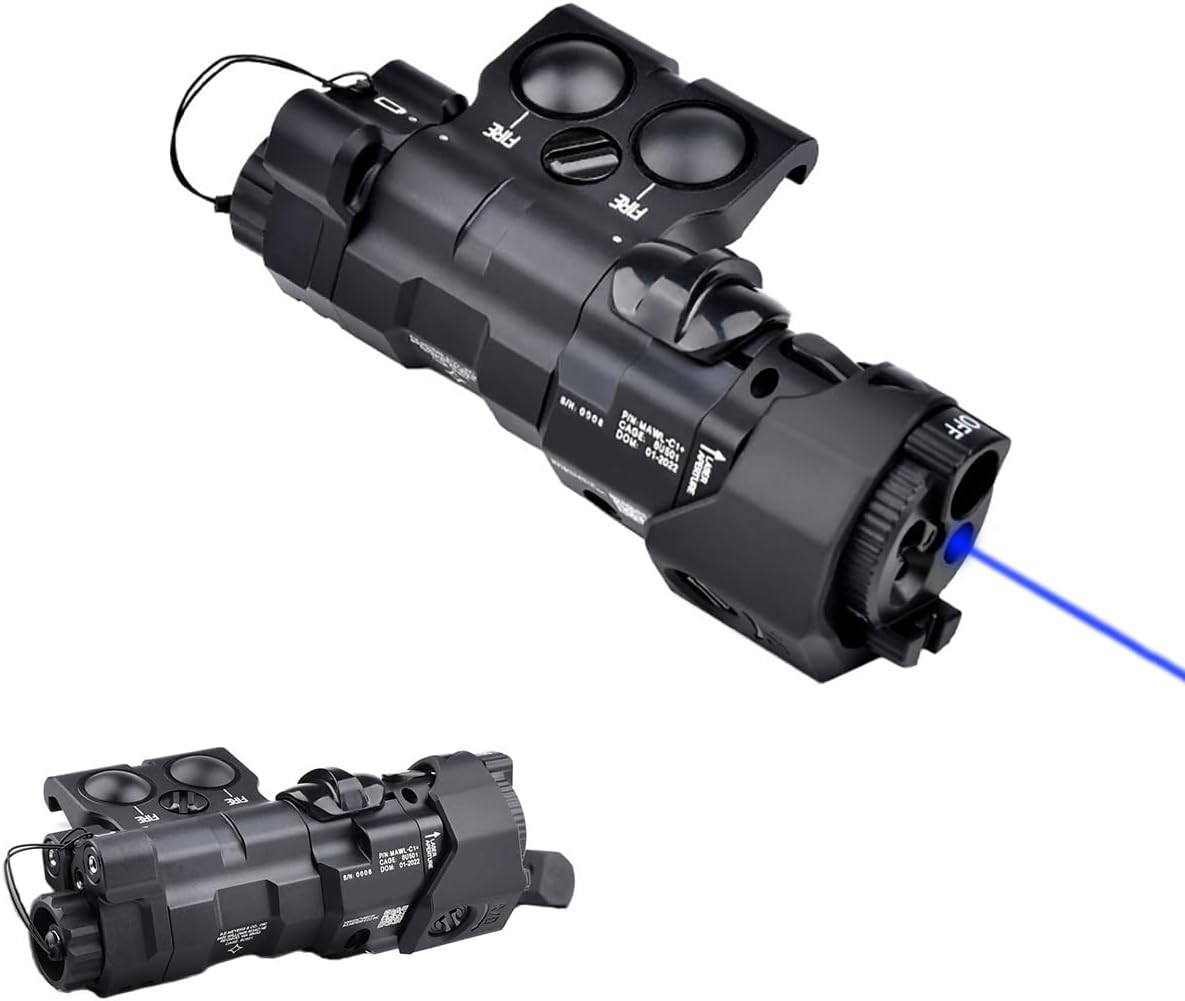 ML C1+ Metal Box Laser Sights Flashlight，with IR Laser + Red/Green/Blue Laser Sight + IR Fill Light + Strobe/Momentary/Constant Modes Whitelight LED 220 Lumens Flashlight，for 20mm Rail