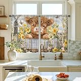 Le design ludique d'un veau encadré par des jonquilles en fleurs ajoute un intérêt visuel et du charme aux fenêtres de votre cuisine, améliorant l'esthétique de votre évier ou de votre salle à manger avec une touche de nature.