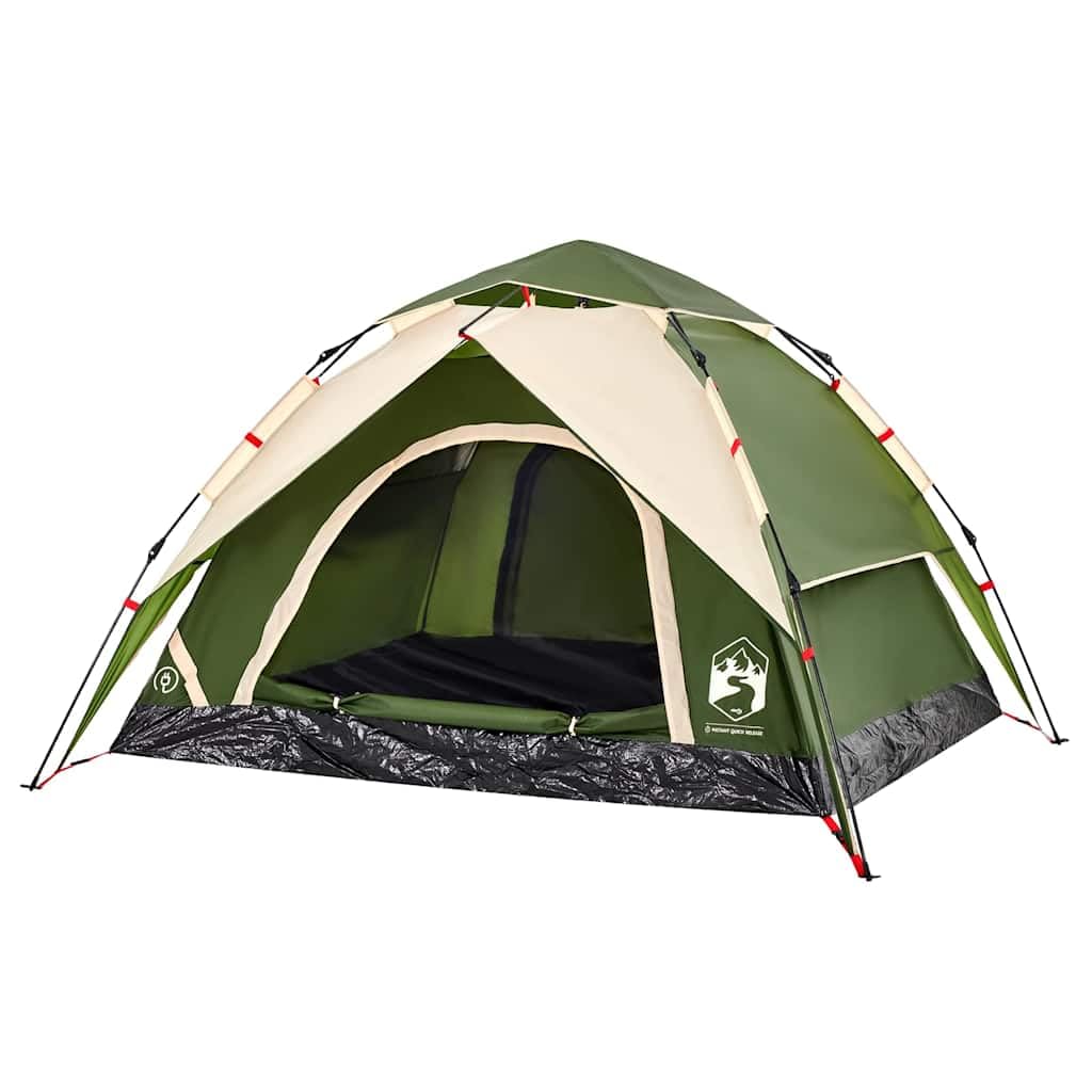 Kuppelzelt Campingzelt Personen Blau mit Quick-Release-System, wasserdichtes Polyester mit PU-Beschichtung, leichte Bodenplane, und E-Anschluss für Outdoor Festival Wandern
