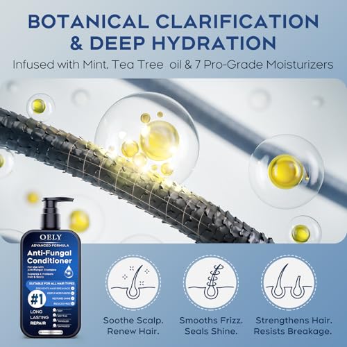 Image of Deep Moisturizing & Folliculitis Conditioner: With Mint & Tea Tree Oil | Hydrates Dry Hair, Strengthens & Repairs Damaged, Brittle Hair, Boosts Shine, Sulfate-Free, for All Hair Types - 10.14 fl.oz