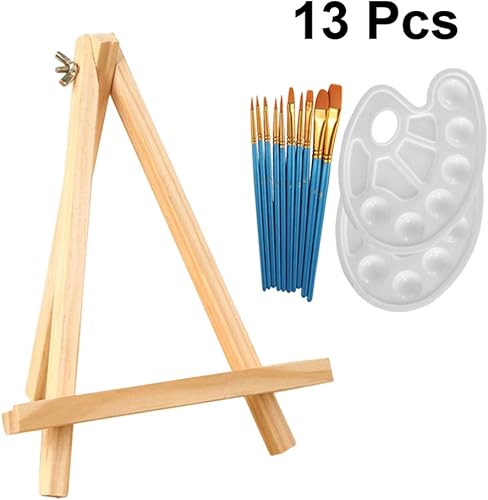 Miniatura 2 de SUPVOX 1 juego de 13 piezas de pintura acrílica para artistas, incluye 10 pinceles de pintura acrílica, 2 paletas y 1 mini caballete de mesa
