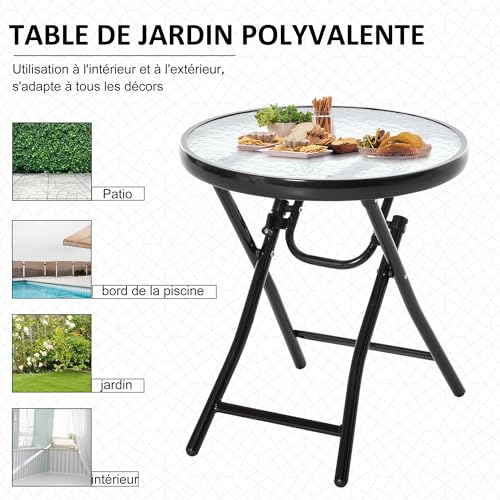 Table de jardin ronde pliable résistante aux intempéries Ø 45 cm