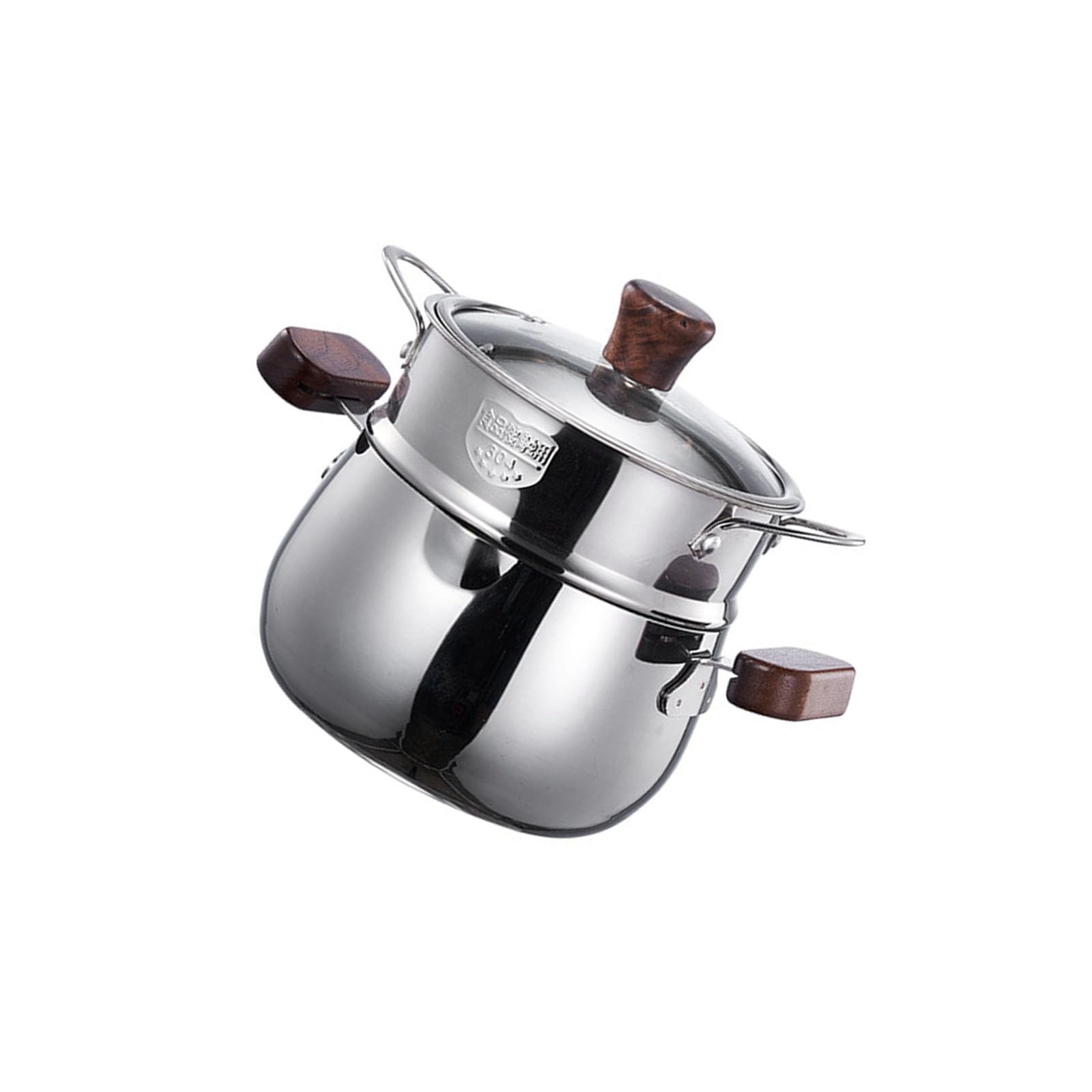 Marmite vapeur inox 304 anti-surconsommation avec poignée bois protectrice