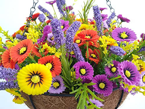 Bo Lala Silk Decoration Flowers Chain Hanging Basket Flowerpot Fake Lavender Artificial Daisy (Big Basket) #TOP3