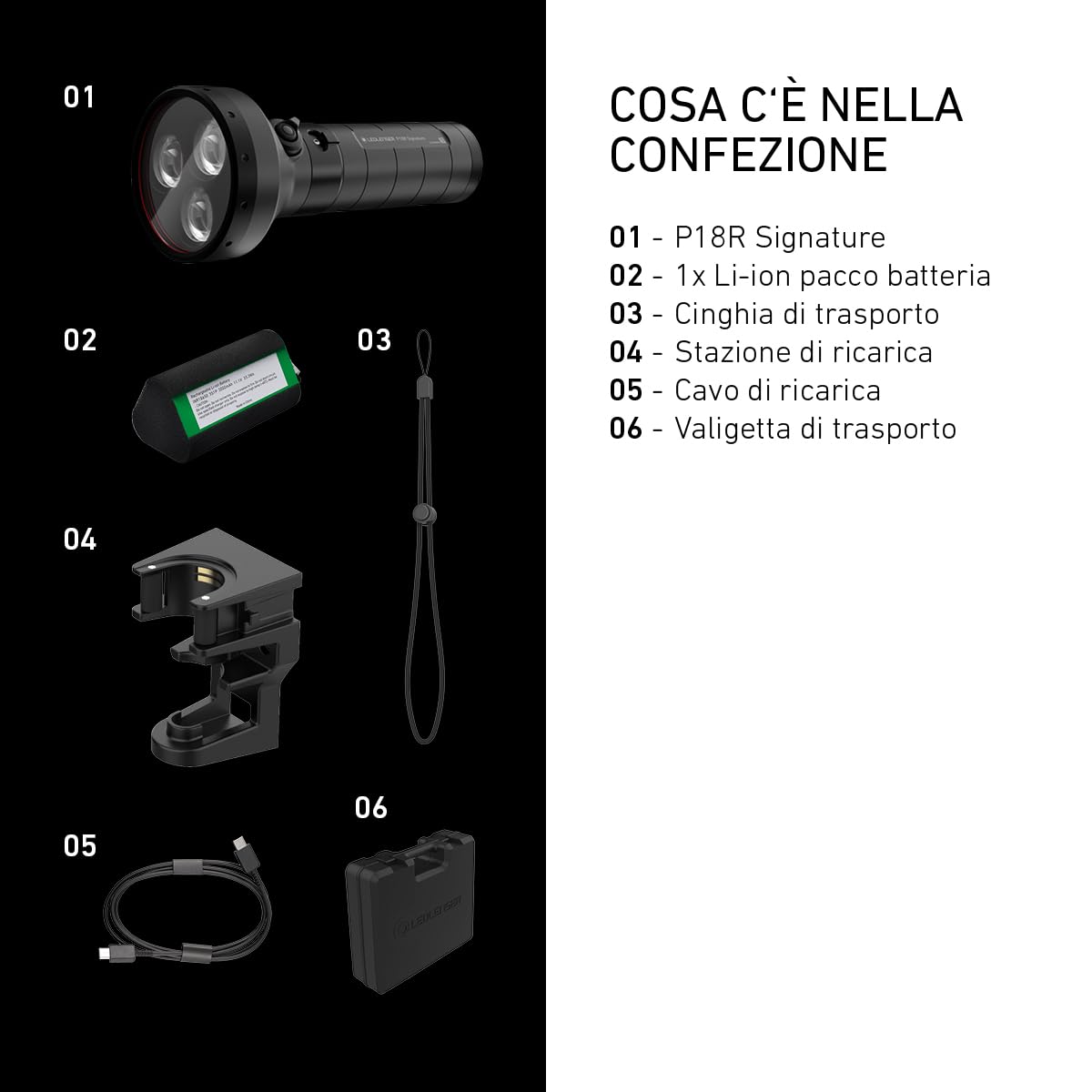 Ledlenser P18R Signature Torcia Ricaricabile, 7000lm, 640m, IP68, USB-C | Messa a fuoco regolabile, 8 modalità incl. Strobo, IP54, 651g, valigetta inclusa, ideale per campeggio ed escursioni