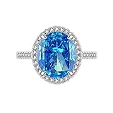 Anillo Ajustable, Anillo Solitario Ovalado Ice Cut Para Mujer, Anillo De Compromiso O Boda Para Ella, Zafiro, Esmeralda, Amatista, Rubí, Banda De Diamantes Simulados, Joyería De Cóctel, Regalo Con Ca