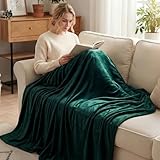 Exclusivo Mezcla Kuscheldecke Fleece Decke für Couch, Superweiche und Warme Sofadecke Wohndecke für Ganzjahreszeit, Plüsch und Leicht, 150 x 200 cm, Dunkelgrün
