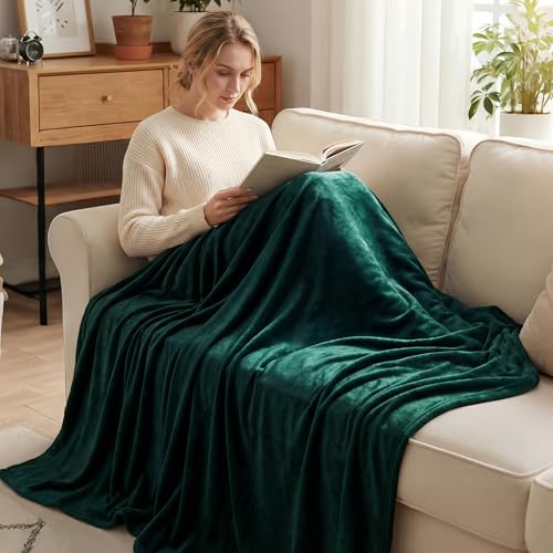 Exclusivo Mezcla Kuscheldecke Fleece Decke für Couch, Superweiche und Warme Sofadecke Wohndecke für Ganzjahreszeit, Plüsch und Leicht, 150 x 200 cm, Dunkelgrün