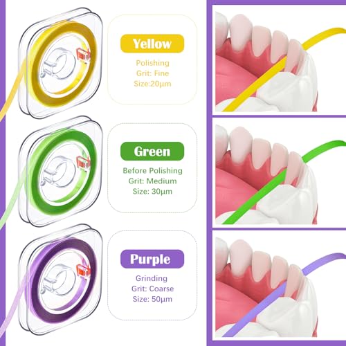 amylove dental polishing strips tooth file 3 rolls 4mm x 600mm dental polisher teeth sanding grinding deep teeth cleaning tool tooth polish abrasive strip oral carecoarse fine mediummulti color