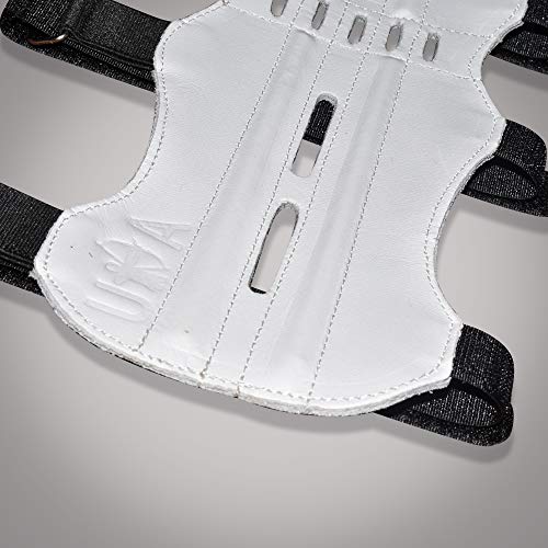 UNIVERSE ARCHERY Leather Arm Guards | Bow Arm Protector 4 Strap Archery Guard | High-Grade Adjustable Leather Armguard | Archery Accessories (White)