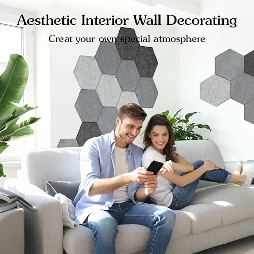 Image of Acoustic Panels, Magrowill 12-Pack Soundproof Wall Panels 12 X 10 X 0.4 Inches, Sound Absorbing Panels with Full Self-Adhesive, Interior Wall Decor Felt Tiles Board