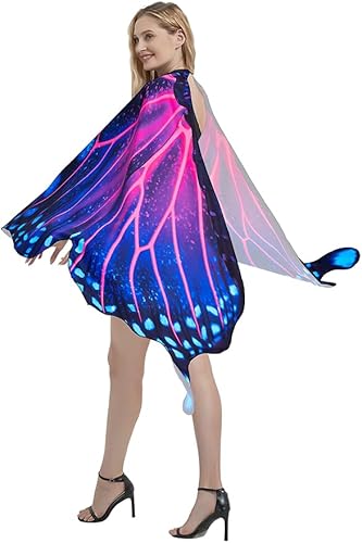 Miniatura 5 de Alas de mariposa para mujer, disfraces de Halloween, alas de hada, tela suave con capa de mariposa, juego de accesorios de fiesta de cara