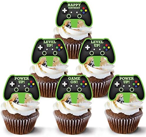 Video Game Controller Cake Topper 48 Count - Gamer Cake Topper Decoration | Video Game Cupcake Topper Supply | Game Controller Cupcake Toppers Design | Game Controller Cake Topper Theme
