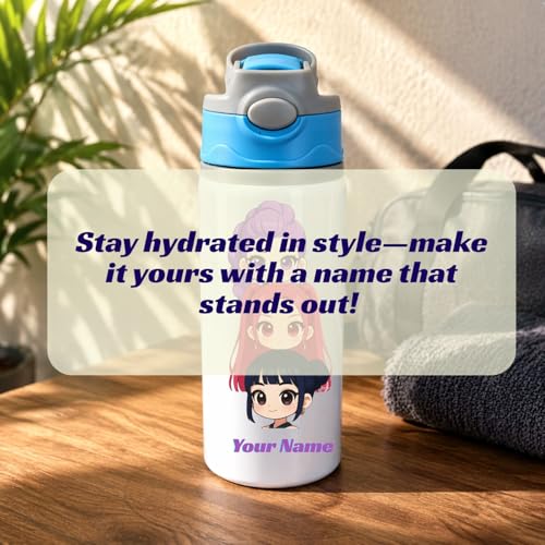 Image of KPOP Theme Custom Name Water Bottle for Kids 600 ML | Aluminium Sipper Bottle | Personalized School Bottle | Birthday Gift, Return Gift for Boys Girls | Rakhi Special