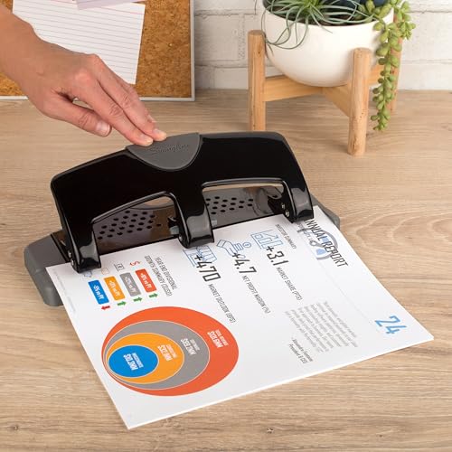 Image of Swingline 3 Hole Punch, 20 Sheet Capacity Three Hole Puncher 3 Ring, Paper Punch, SmartTouch Low Effort, Black & Silver (74133) (Pack of 6)
