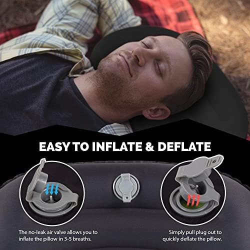 Green Haven Ultra-light Inflatable Pillow for Camping/Travel with Bag - Comfortable & Compact Camping Pillow for Adults & Kids | Compressible, Ergonomic Inflatable Travel Pillows with Lumbar Support