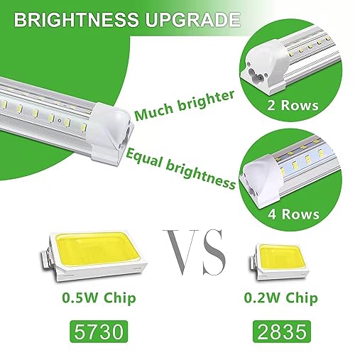 Image of Skymoatled 4FT LED Shop Light, 50W 7500LM 6000K /White Super Bright, T8 Integrated Tube Light Fixture, Plug and Play, Linkable for Room, Garage, Workbench, Under Cabinet (2 Pack)