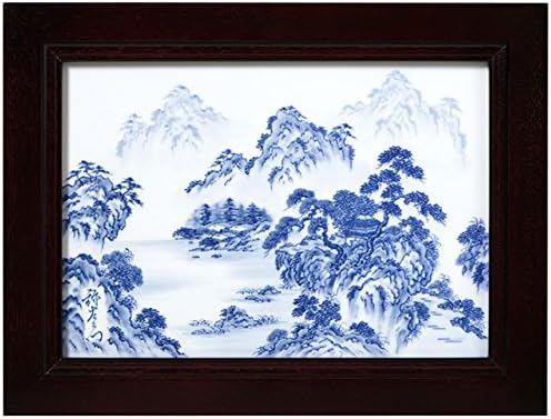 Interior Wall Hanging: Arita Ware Yamami Long Square Wooden Ceramic Frame