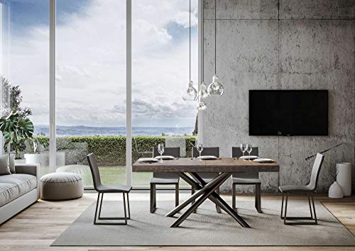 Famas Table extensible avec plateau en noyer 90 x 180 cm et rallonge 440 cm, cadre anthracite