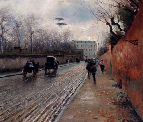Scène de rue en automne Tableau Toile pour Ambiance Chaleureuse de Salon