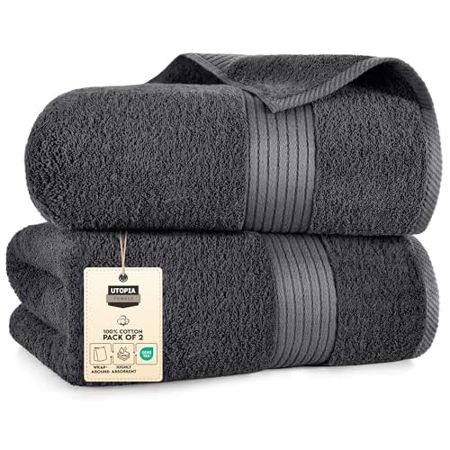 Utopia Towels – Luxurious Jumbo Bath Sheet 2 Pack – 100% Cotton Highly Absorbent and Quick Dry Extra Large Bath Towel – Super Soft Hotel Quality Towel (90 x 180 cm, Grey)
