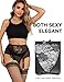 Garter Belt for Women Mesh Suspender Belt with 9 Vintage Strap Garter Belts for Thigh High Stockings Black 2XL