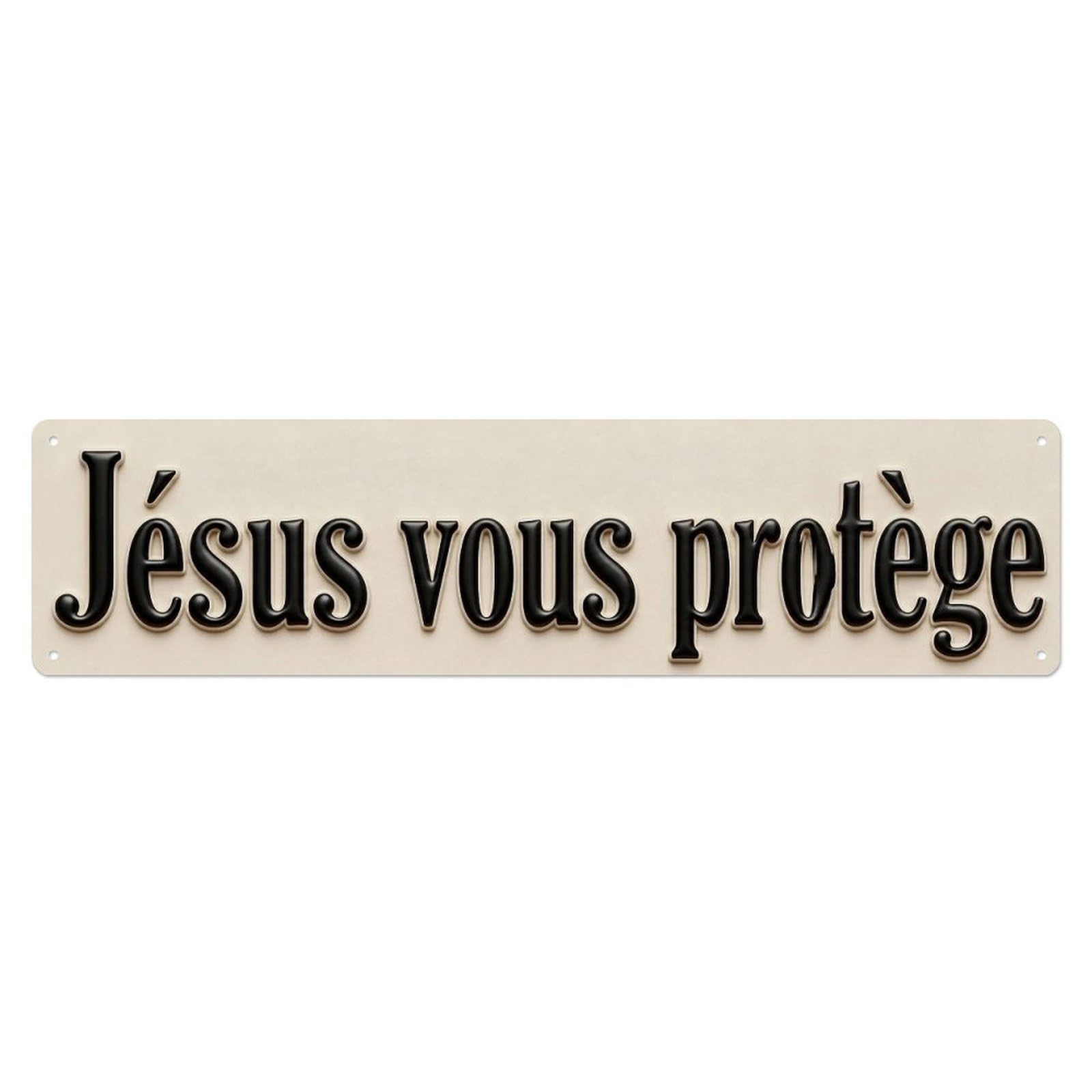 Okahys 4X16inch(10X40cm) Jesus Vous Protege Christian Blessed Vintage Metal Tin Sign