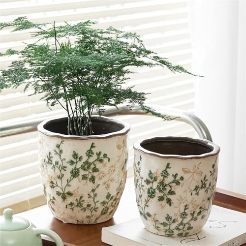 Pots de fleurs amusants en céramique vert glacé M pour succulentes
