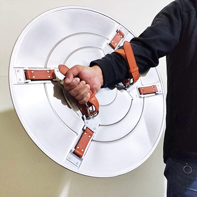 Miniatura 2 de Captain Shield - Escudo redondo de 22 pulgadas, réplica de metal, armadura medieval de Halloween, escudo de cosplay, escudo de combate LARP, rojo,