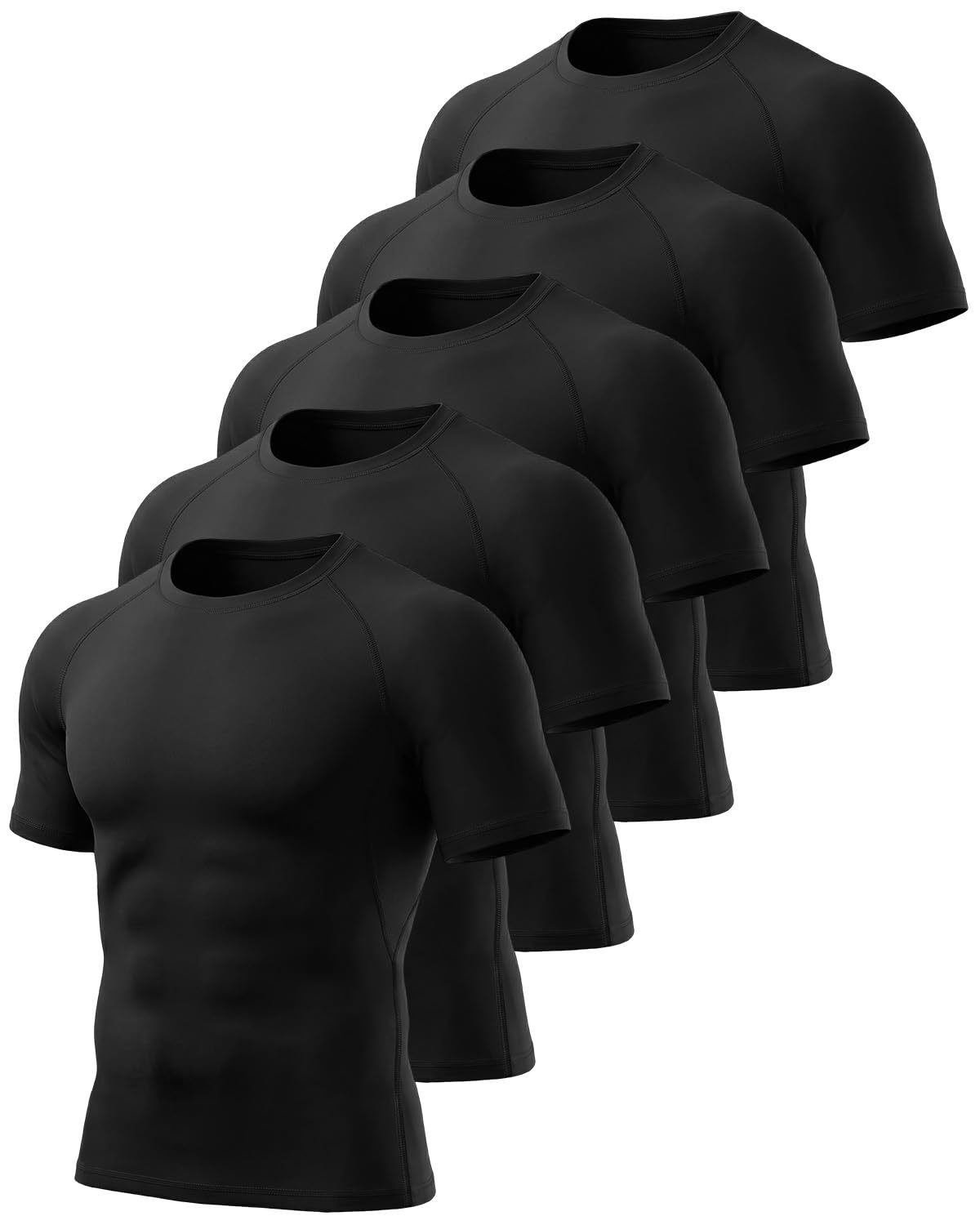 Celfaeree 5er Pack Kompressionsshirt Herren Kurzarm,Funktionsshirt Schnelltrocknendes Atmungsaktive Sportshirt Männer Laufshirt für Workout Gym