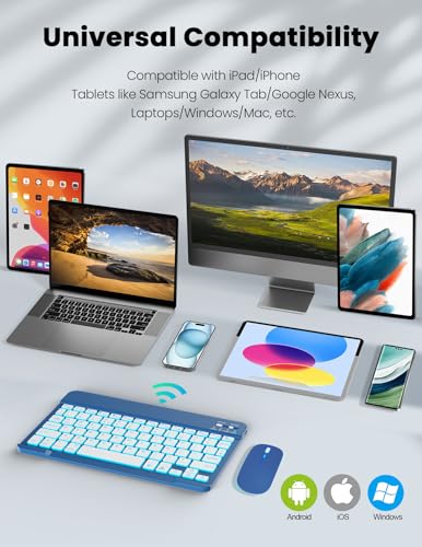 Teclado inalámbrico retroiluminado universal Bluetooth y mouse para tablet LAMA 2