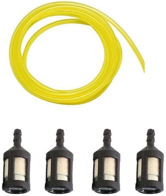 TucParts 1 metre (2.5mm x 5mm) clear PVC fuel pipe + Mini Filter, fits Ryobi Homelite McCulloch Petrol Strimmers