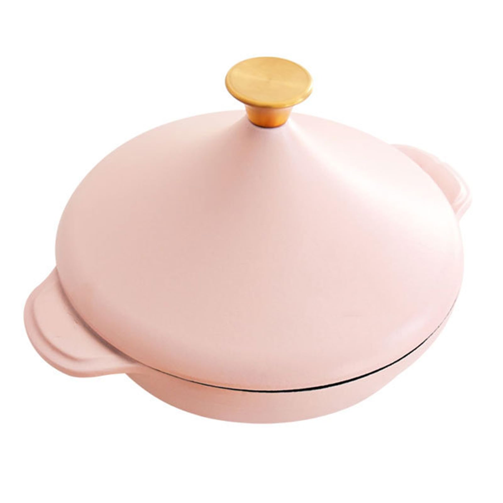 26Cm Casseruola Bassa in Ghisa con Coperchio, Pentola da Forno Olandese Antiaderente, Anti Perdite Pentola Ghisa Smaltata Robusta Pentola da Forno, Pentola Smaltata, Rosa