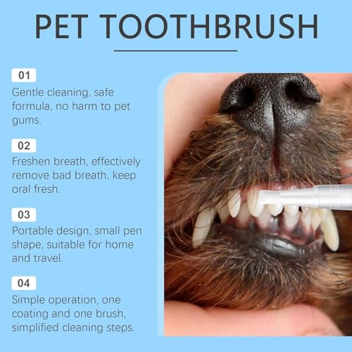 Caneta de escova de dentes para animais de estimação, caneta de limpeza de dentes de cães, clareamen